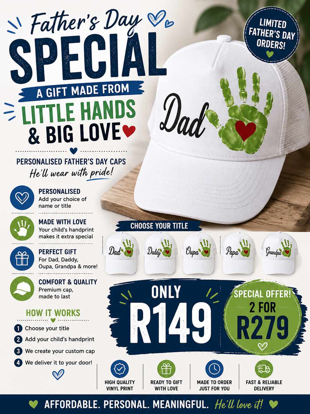 Personalised Father’s Day Cap 💙