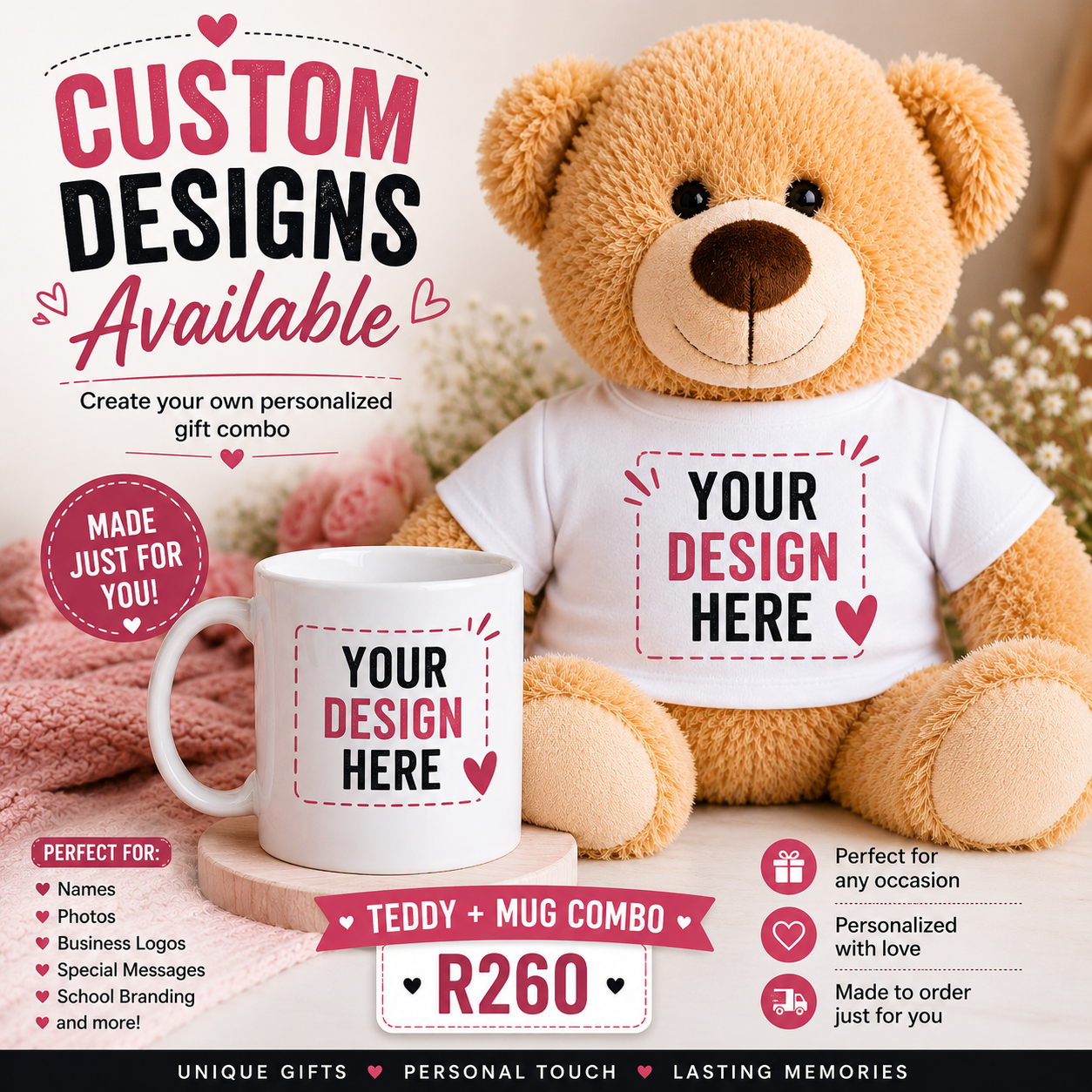 🎁 Custom Teddy + Mug Gift Combo 🎁