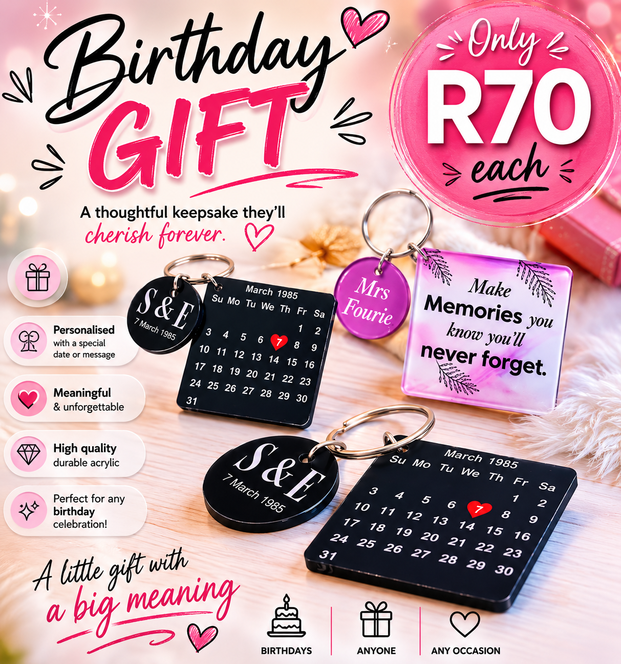 Personalised Birthday Keyring Gift