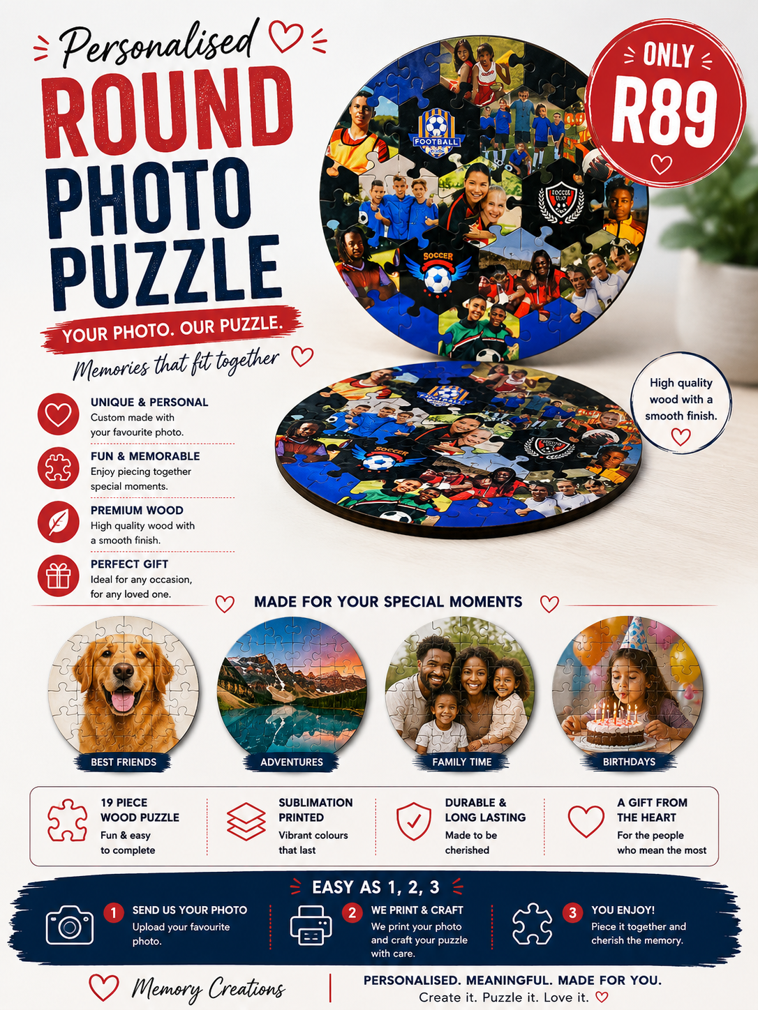 Personalized Wood Photo Puzzles – From R79 🧩❤️