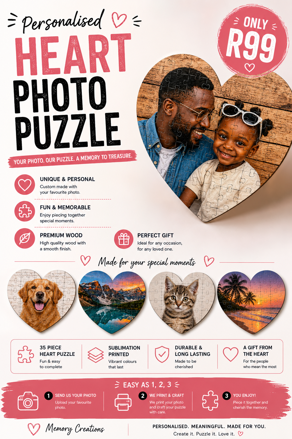 Personalized Wood Photo Puzzles – From R79 🧩❤️