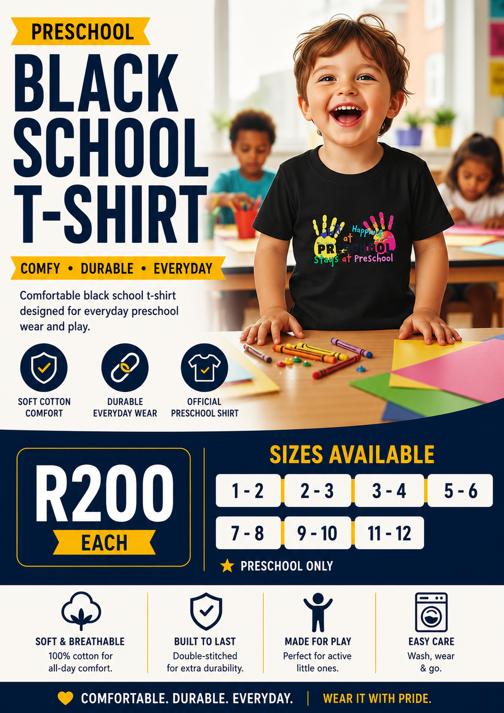 Preschool Black School T-Shirt 🖤🎨